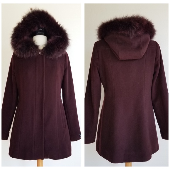 SACHI Jackets & Blazers - Sachi Lambswool Coat Fox Fur Trim  XS/S